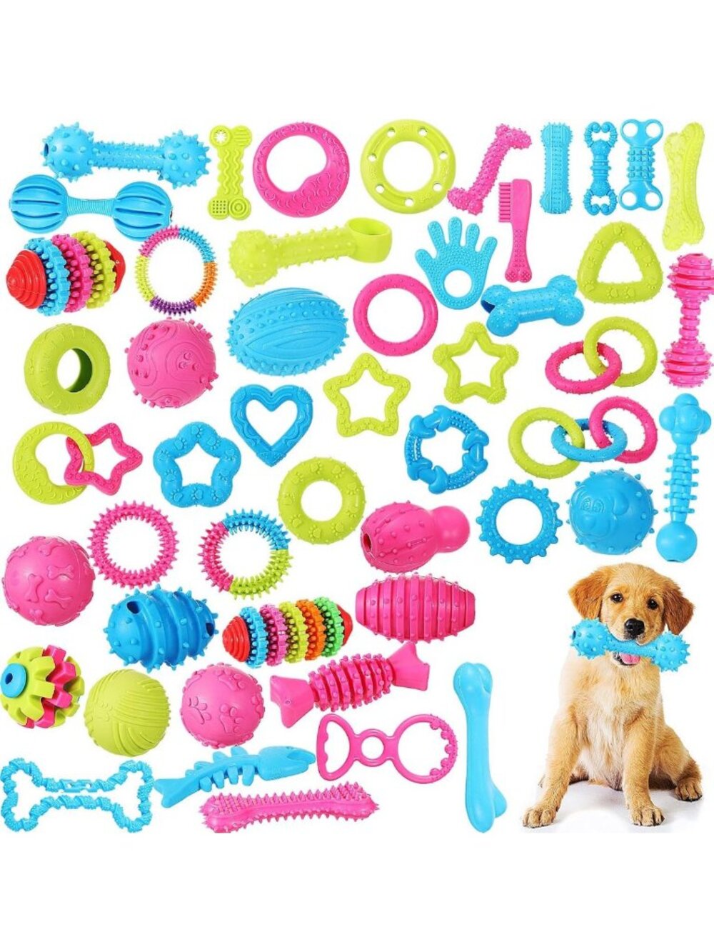 50 Pack Soft Chew Teething Toys for Small Dogs - Puppy Playtime Set